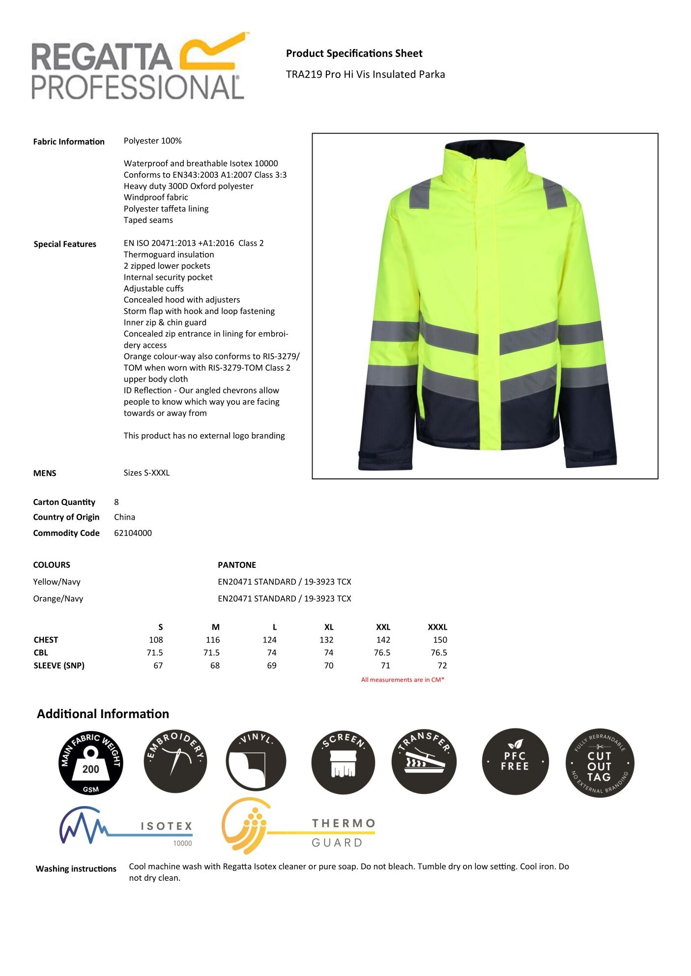 HI-VIS WATERPROOF PARKA JACKET REGATTA