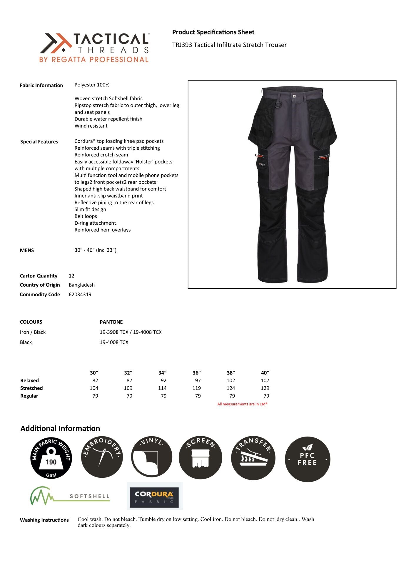 TACTICAL STRETCH TROUSER TRJ393 regatta professional delovne hlace delovna oblacila padnasspot raztegljive delovne hlače  