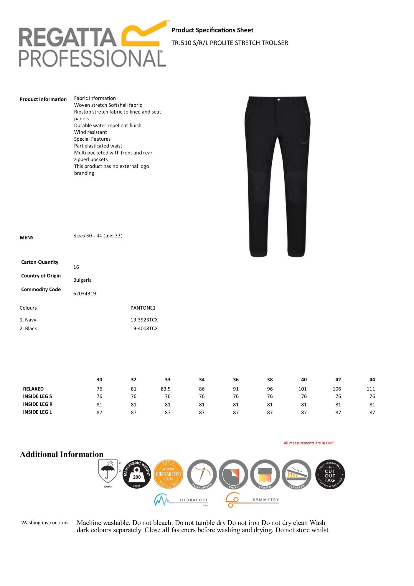 SOFTSHELL STRETCH TROUSERS PROLITE REGATTA