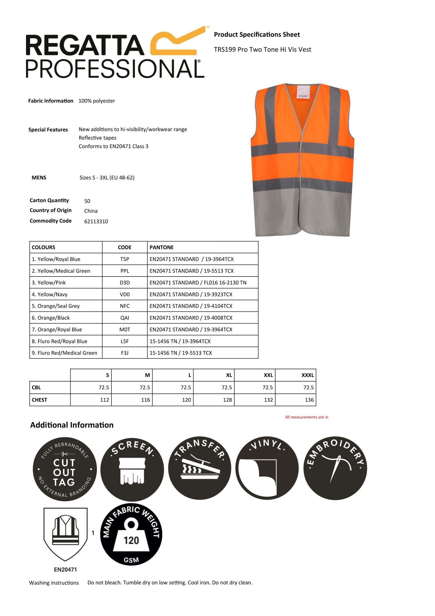 HI-VIS PRO TWO TONE VEST  REGATTA