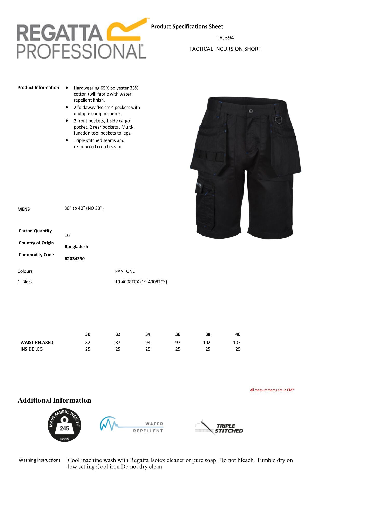 WORK SHORT PANTS MULTI-POCKET REGATTA