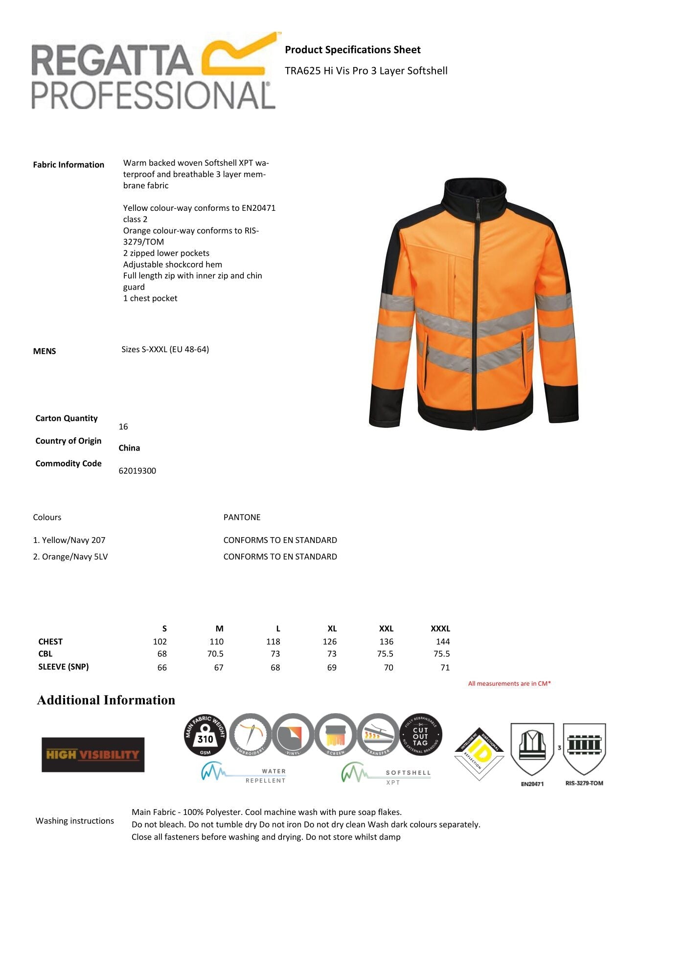 HI-VIS 3 LAYER SOFTSHELL JACKET REGATTA